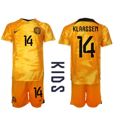 Nederland Davy Klaassen #14 Hjemmedraktsett Barn VM 2022 Kortermet (+ Korte bukser)